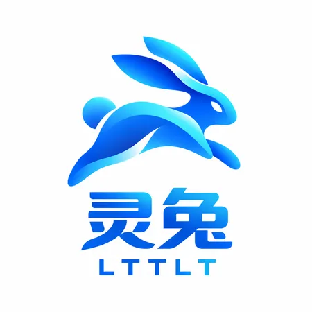 灵兔 LTTLT 蓝青渐变兔子与品牌文字 Logo